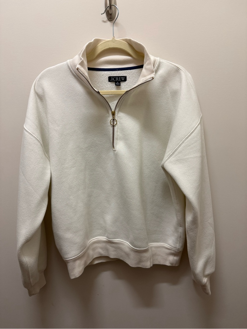 J. Crew Women’s Heritage Fleece Half Zip Sweatshirt medium - Picture 2 of 8